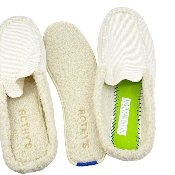ROTHY'S The Scuff Merino Wool Knit Slip-On Backless Ivory Slippers Size 12 NWOB - Picture 4 of 9